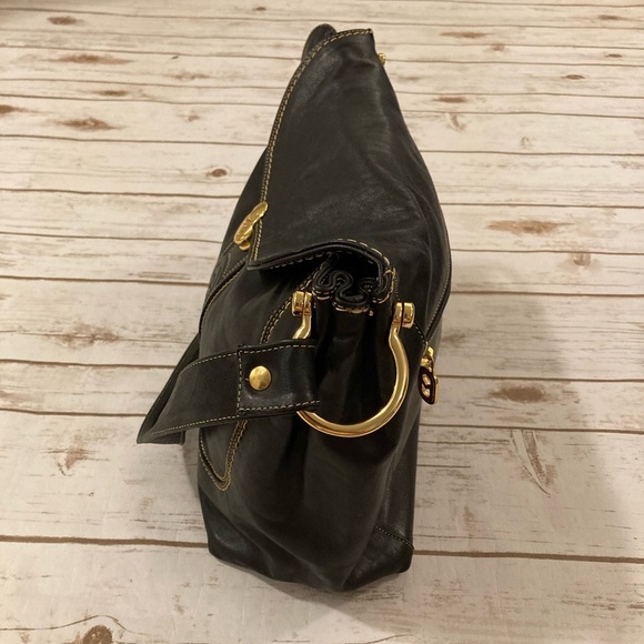 Marino Orlandi Black Leather Satchel Shoulder Bag